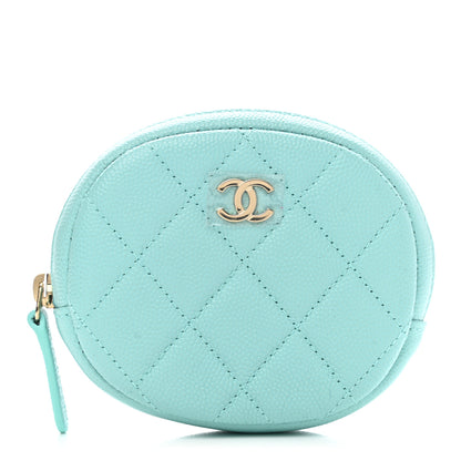 Chanel Caviar Quilted Zip Around Classic Coin Purse Light Blue 1 of 8