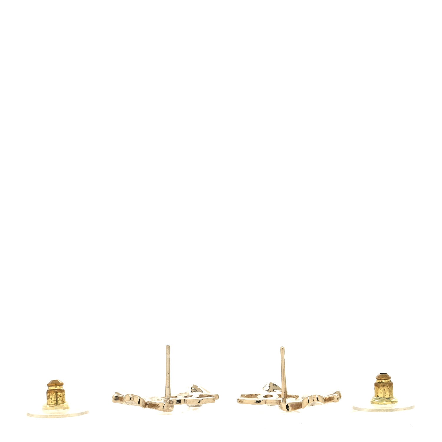 Chanel Crystal Shamrock CC Heart Earrings Gold 3 of 4