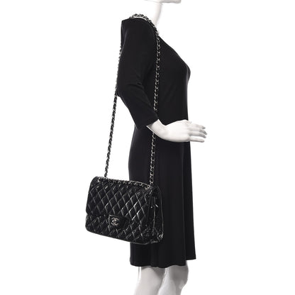 Chanel Patent Quilted Jumbo Double Flap Black 3 of 15