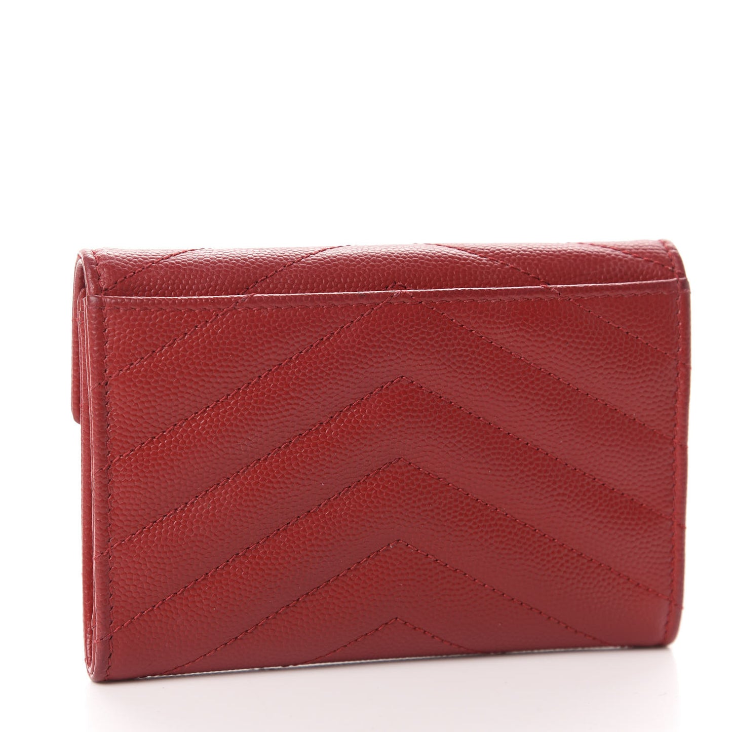 Grain De Poudre Matelasse Chevron Small Monogram Envelope Wallet New Red