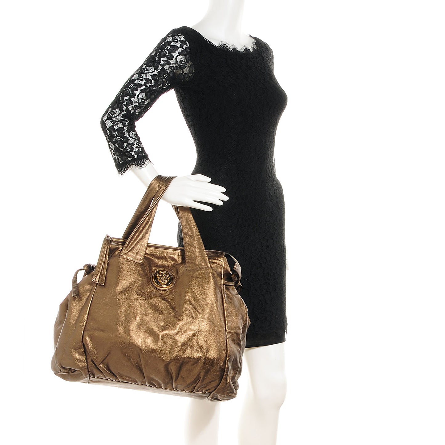 Metallic Leather Large Hysteria Tote Bronze