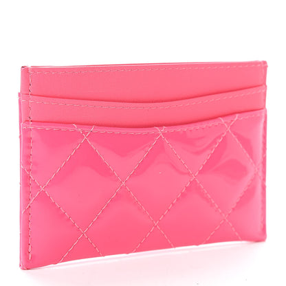 Chanel Patent Quilted Card Holder Pink 3 of 9