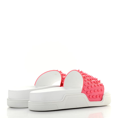 Christian Louboutin Calfskin Donna Studded Pool Fun Platform Flat Slide Sandals 39 Floride 4 of 9