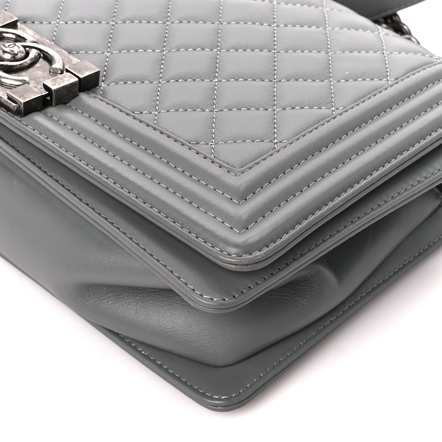 Chanel Lambskin Quilted Medium Boy Flap Grey 10 of 10