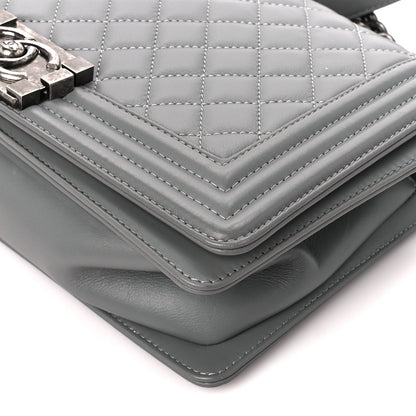 Chanel Lambskin Quilted Medium Boy Flap Grey 10 of 10