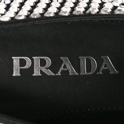 Prada Satin Crystal Metal Triangle Logo 50mm Loafers 35 Cristal 7 of 12