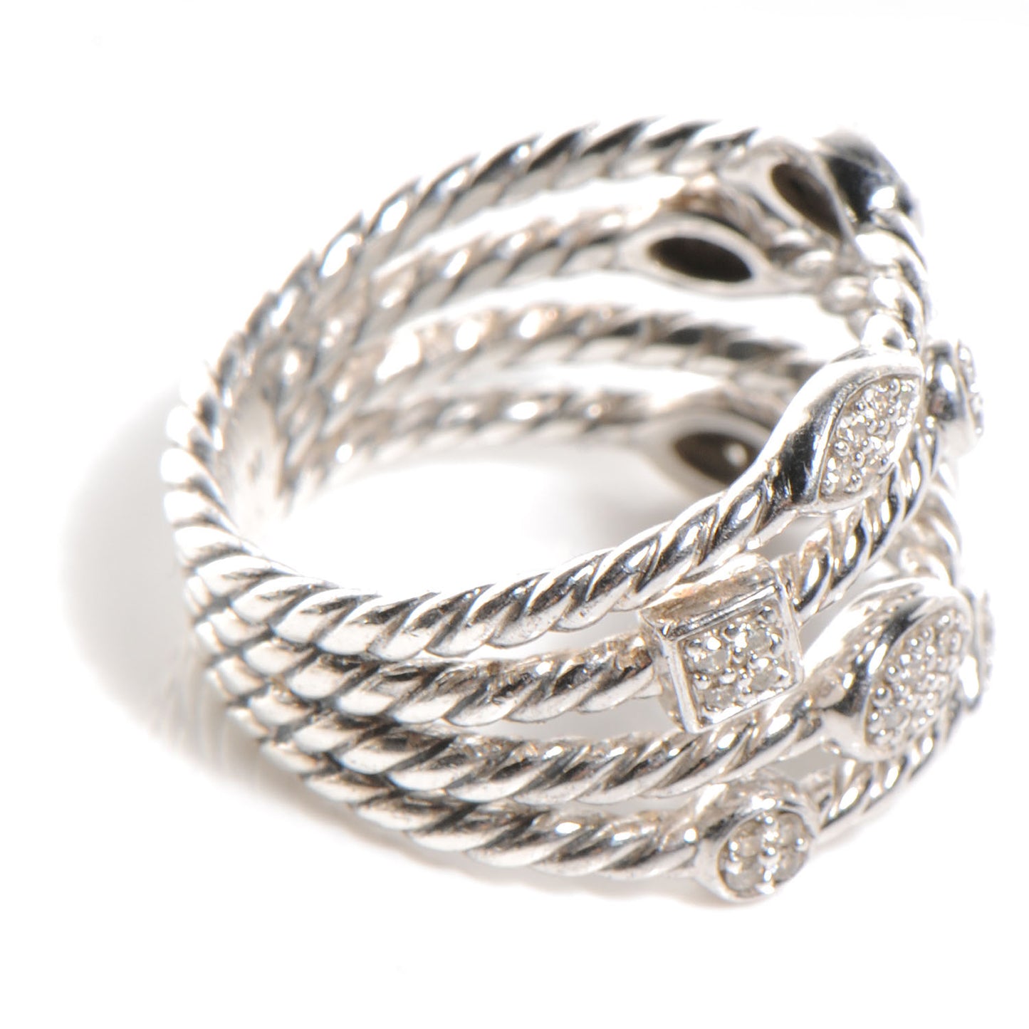 Sterling Silver Diamond Confetti 4 Row Ring 8