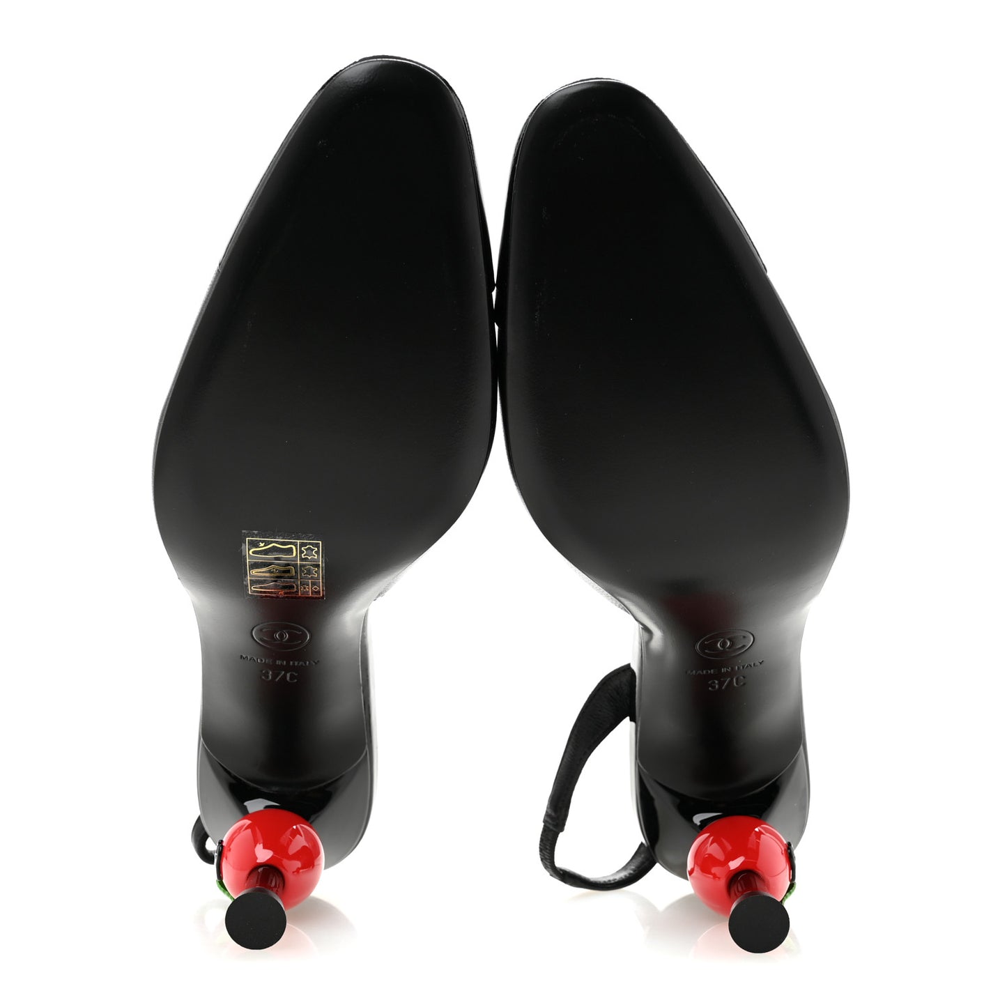 Lambskin Patent Cap Toe CC Apple Slingback Pumps 37 Black