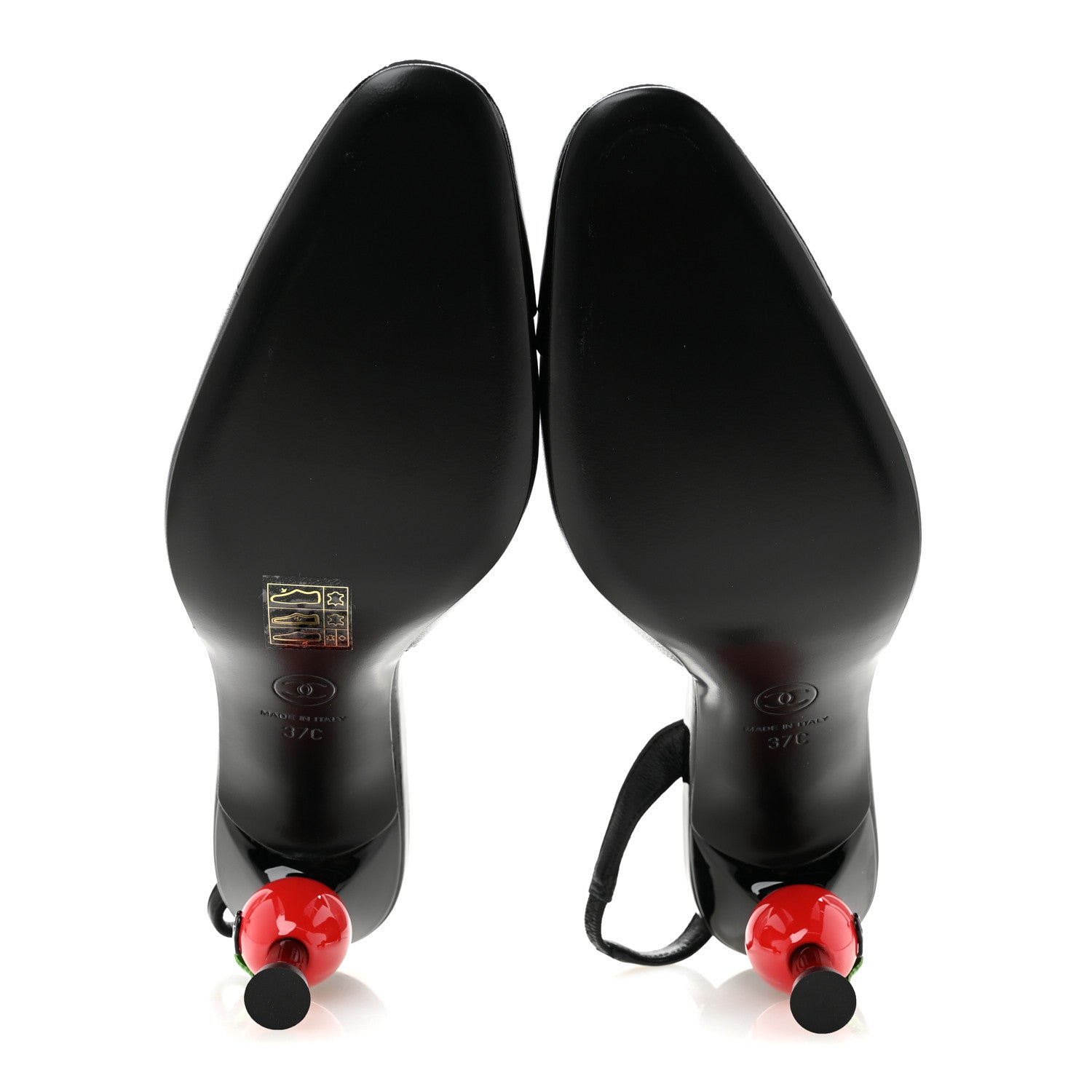 Chanel Lambskin Patent Cap Toe CC Apple Slingback Pumps 37 Black 6 of 9