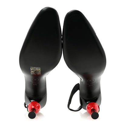Chanel Lambskin Patent Cap Toe CC Apple Slingback Pumps 37 Black 6 of 9