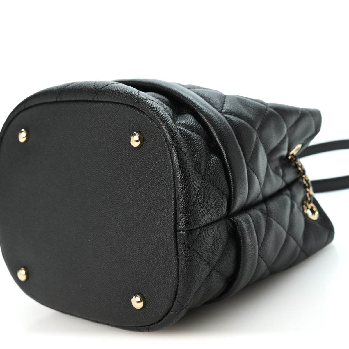 Chanel Caviar Quilted Rolled Up Bucket Drawstring Bag Black 10 of 10