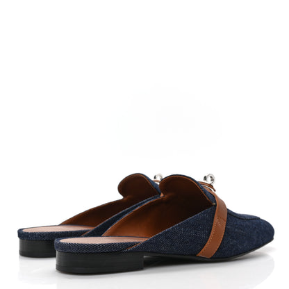 Hermes Calfskin Denim Oz Mules 36 Bleu Brut Gold 4 of 8