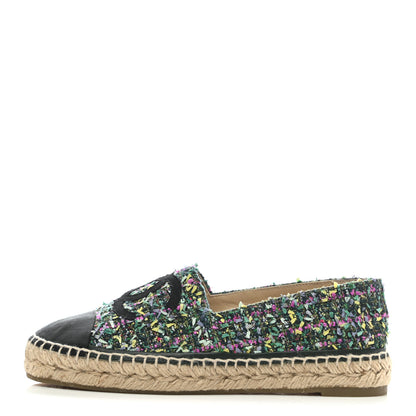 Chanel Tweed CC Espadrilles 38 Turquoise Multicolor 1 of 9