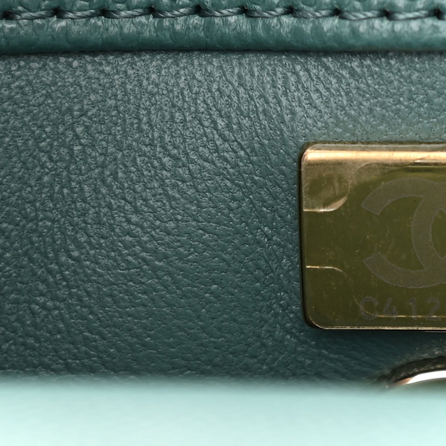 Caviar Quilted Lizard Embossed Mini Coco Handle Flap Green