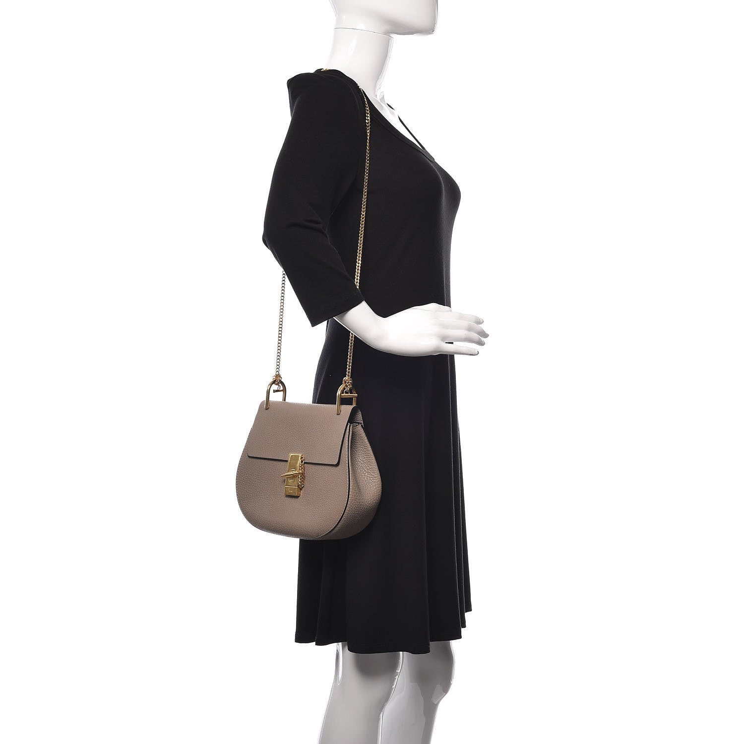 Chloe Grained Lambskin Drew Shoulder Bag Motty Grey 2 of 14