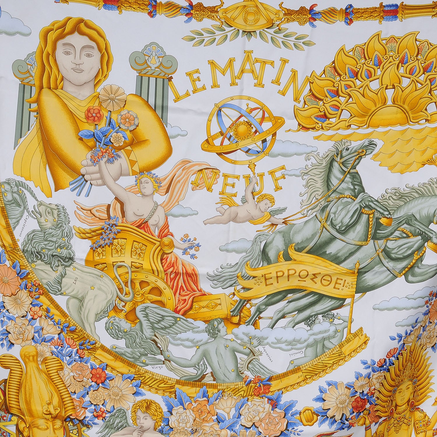 Hermes Silk Le Matin Neuf Scarf 90 1 of 8