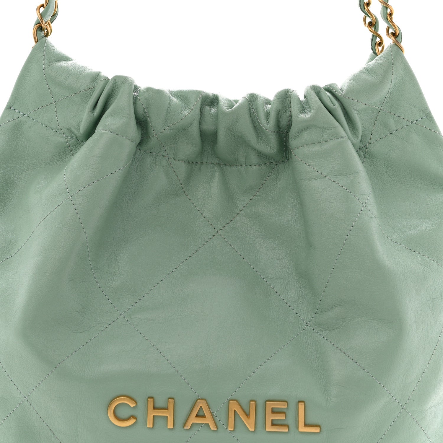 Chanel Shiny Calfskin Quilted Small Chanel 22 Light Green 9 of 11