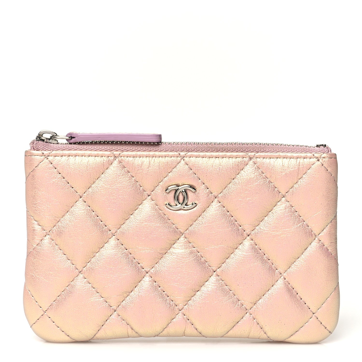 Chanel Iridescent Calfskin Quilted Small Cosmetic Case Pink 1 of 10