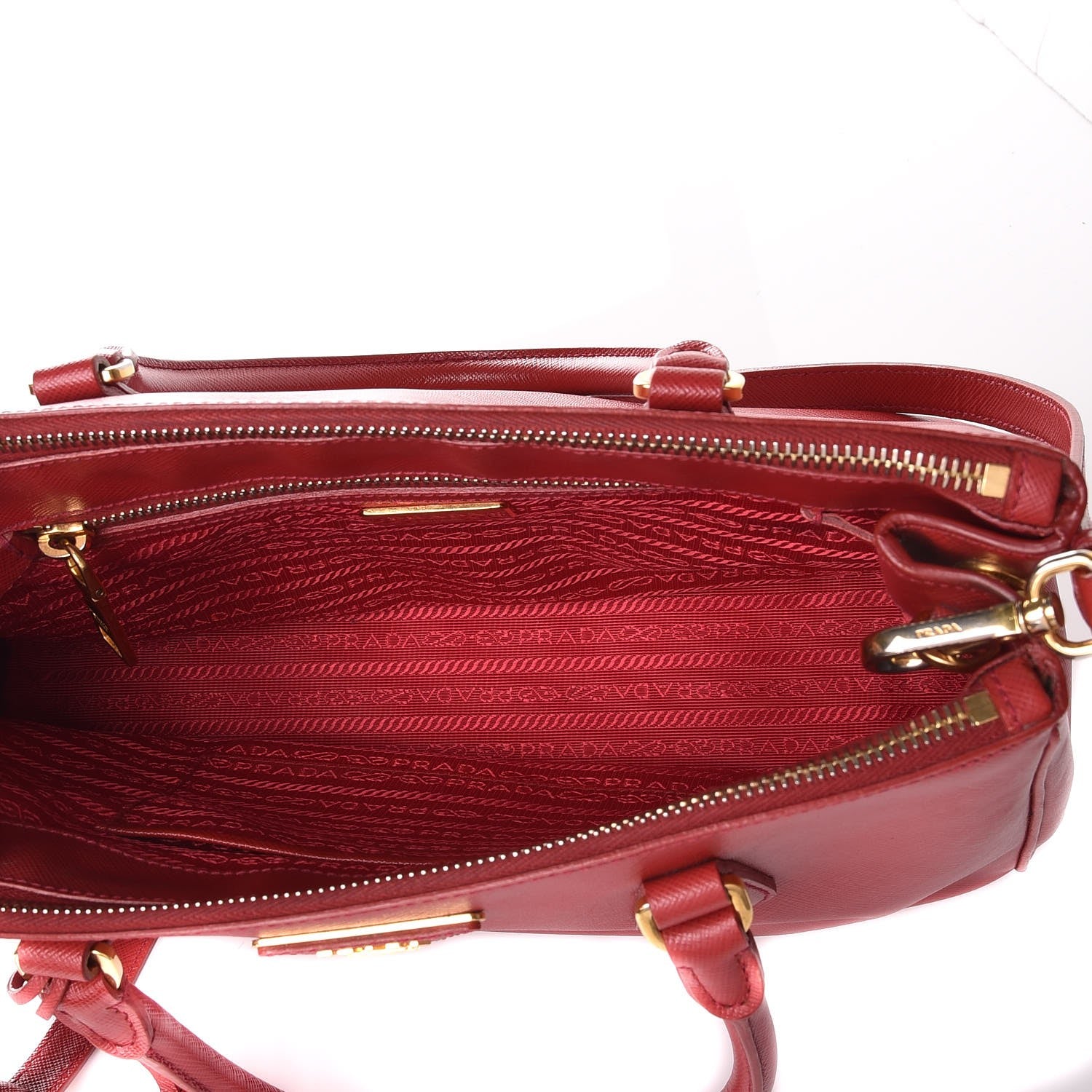 Prada Saffiano Small Galleria Double Zip Tote Fuoco 5 of 14