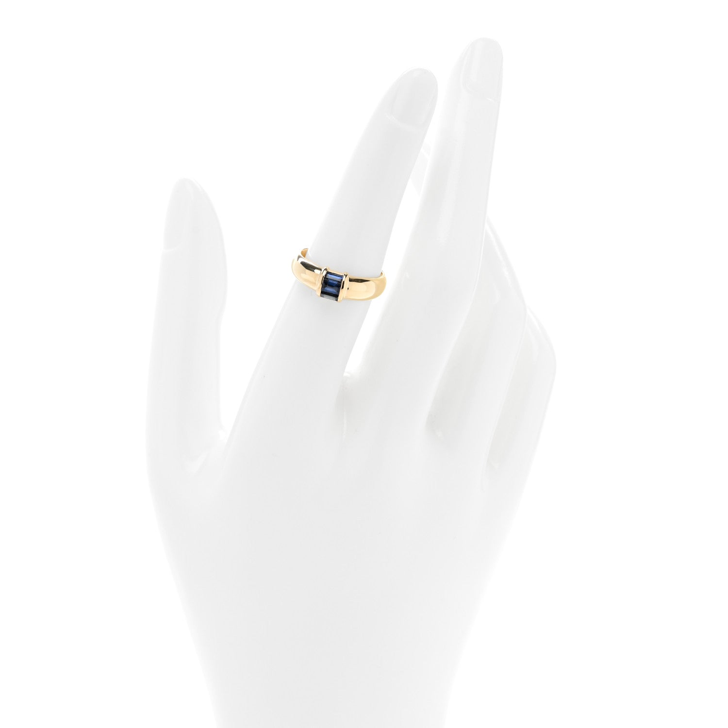 Tiffany 18K Yellow Gold Blue Sapphire Baguette Ring 54 6.75 2 of 4