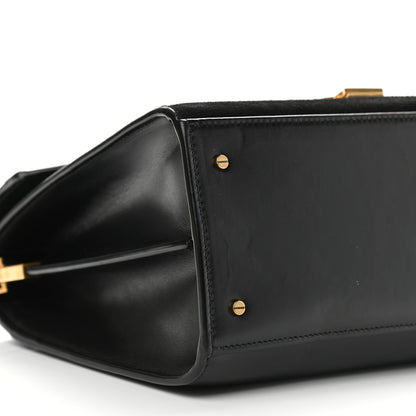 Saint Laurent Kid Scamosciato Smooth Calfskin Medium Classic Monogram Cassandra Top Handle Black Rouge Legion 9 of 11