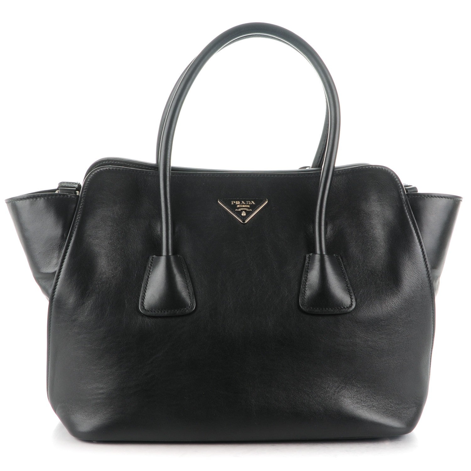 Prada Soft Calfskin Large Studded East West Tote Nero Black 1 of 9