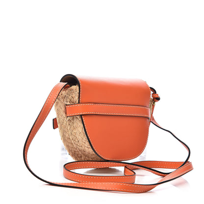 Loewe Calfskin Raffia Mini Gate Crossbody Bag Light Natural Orange 3 of 9