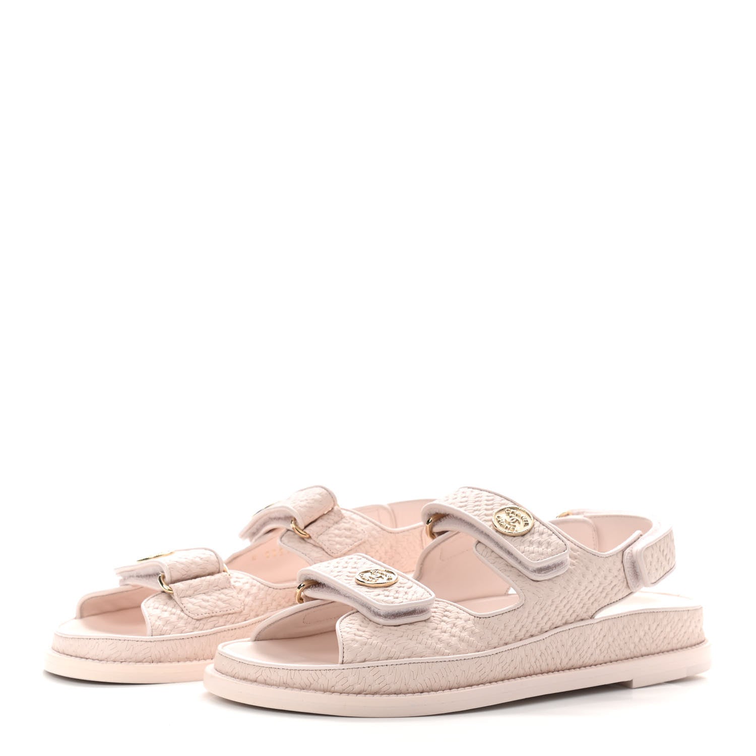 Chanel Calfskin Printed Velcro Dad Sandals 38.5 Pink 3 of 8