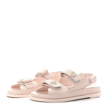 Chanel Calfskin Printed Velcro Dad Sandals 38.5 Pink 3 of 8