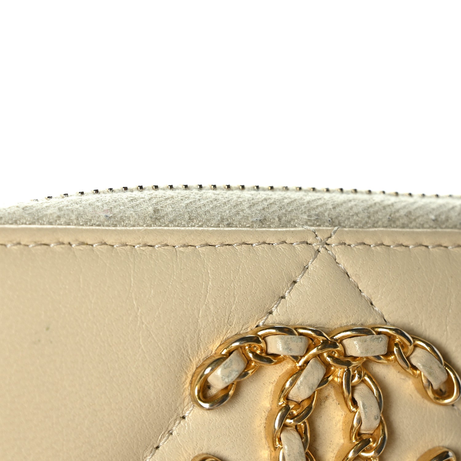 Chanel Lambskin Quilted 19 Zip Around Coin Purse Wallet Beige 8 of 9