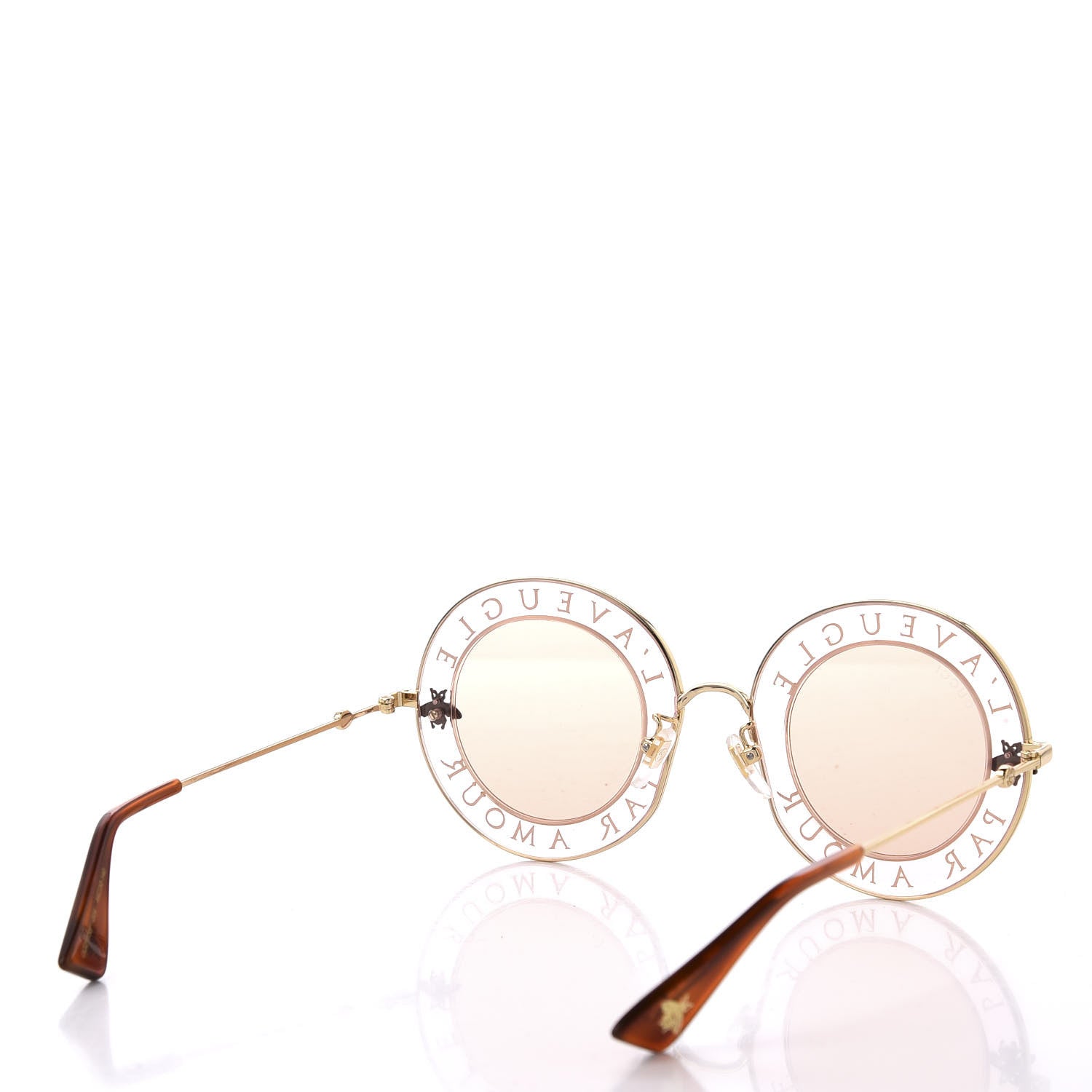 Gucci Metal L'Aveugle Par Amour Round Frame Sunglasses GG0113S Light Pink 4 of 8