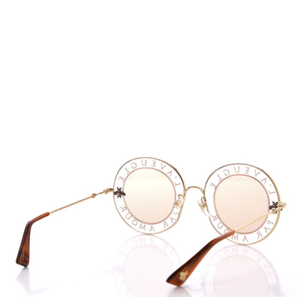 Gucci Metal L'Aveugle Par Amour Round Frame Sunglasses GG0113S Light Pink 4 of 8
