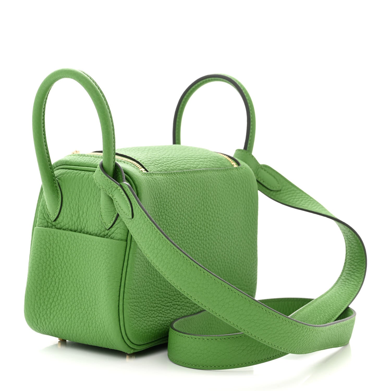 Hermes Taurillon Clemence Mini Lindy 20 Vert Yucca 3 of 11