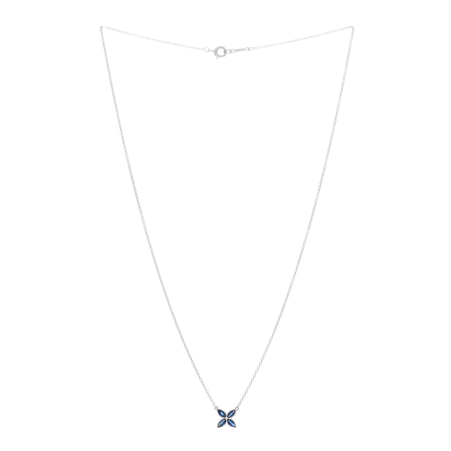 Platinum Blue Sapphire Small Victoria Necklace