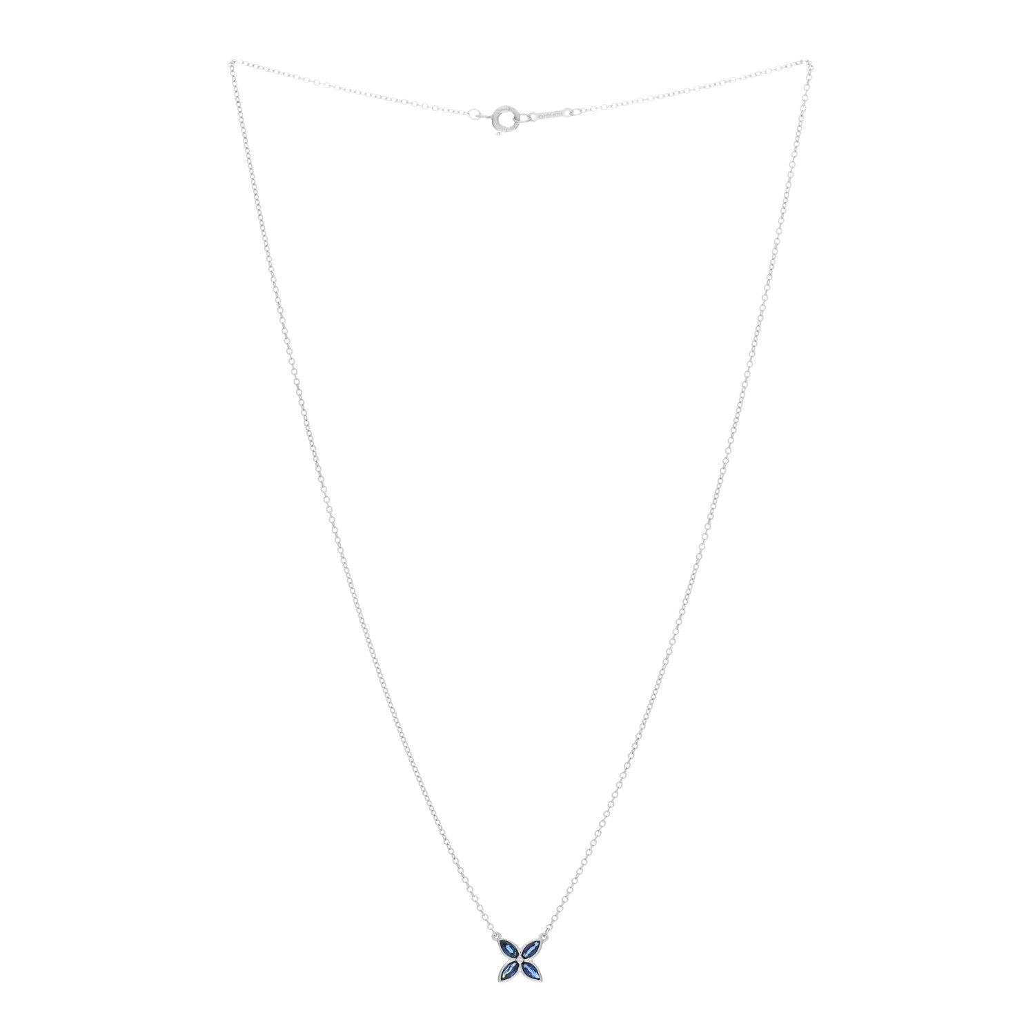 Tiffany Platinum Blue Sapphire Small Victoria Necklace 2 of 4