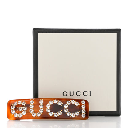 Gucci Resin Crystal Single Hair Barrette Tortoiseshell 4 of 4