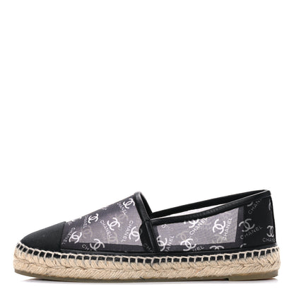 Chanel Mesh Grosgrain CC Espadrilles 37 Black White 1 of 8