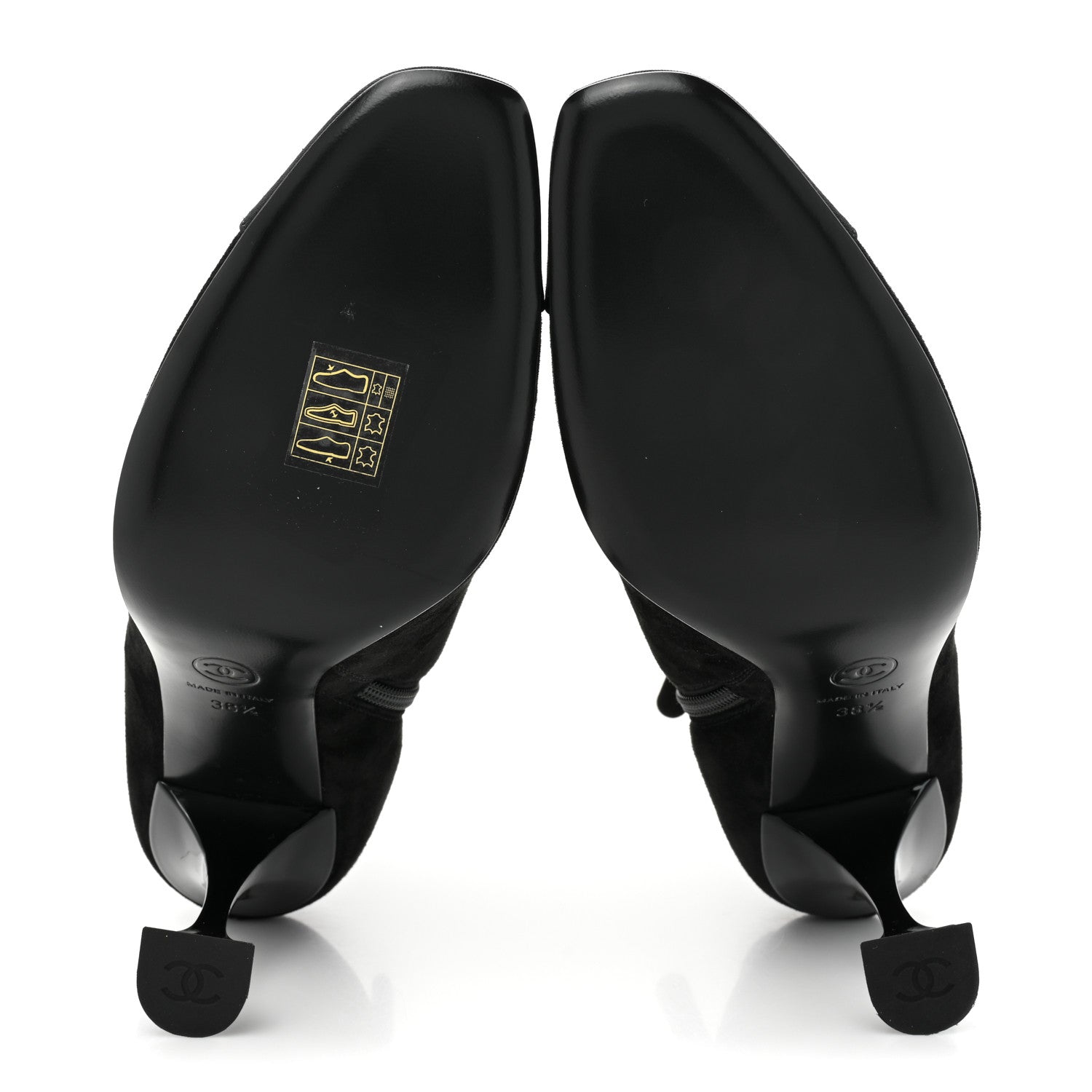 Chanel Suede Grosgrain Crystal Star Short Boots 38.5 Black 5 of 8