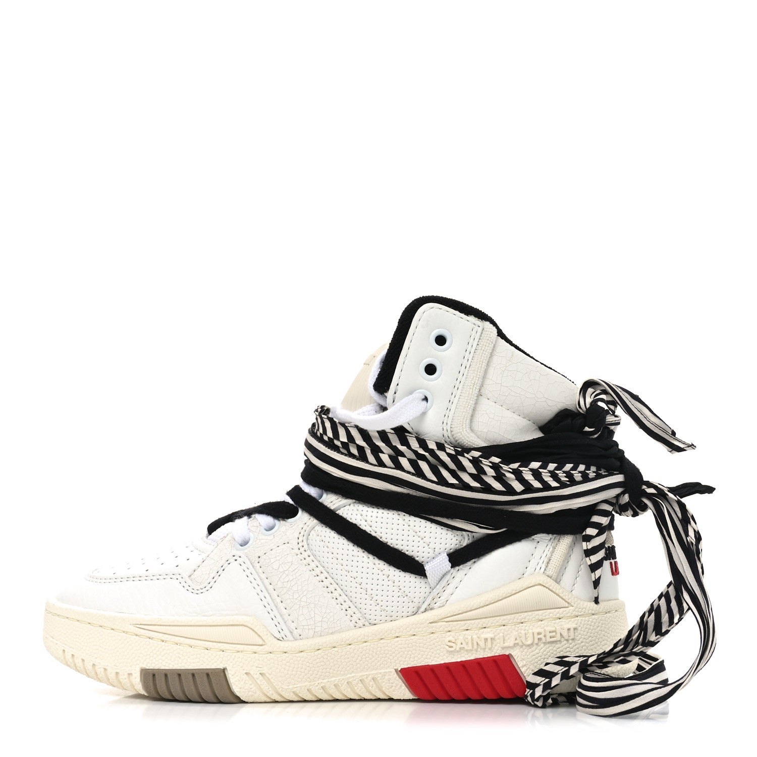 Saint Laurent Calfskin Smith High Top Sneakers 36.5 White Black 1 of 9