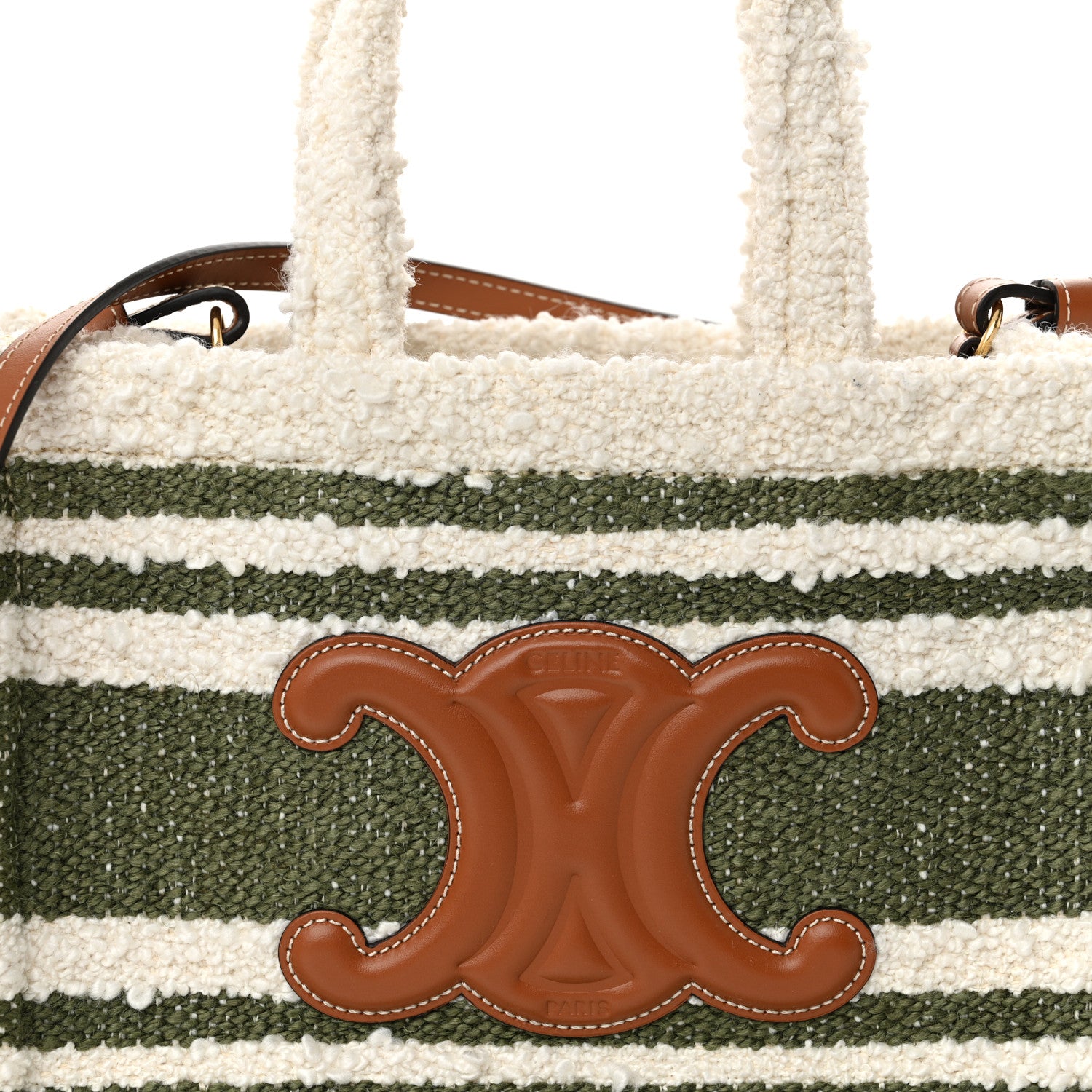 Celine Stripe Triomphe Small Cabas Thais Khaki Tan 8 of 12