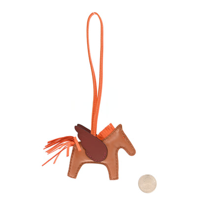 Hermes Milo Lambskin Grigri Rodeo Pegase Horse Bag Charm PM Pain D'epice Sienne Moka 2 of 5