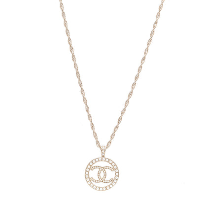 Chanel Pearl CC Round Pendant Necklace Gold 1 of 6