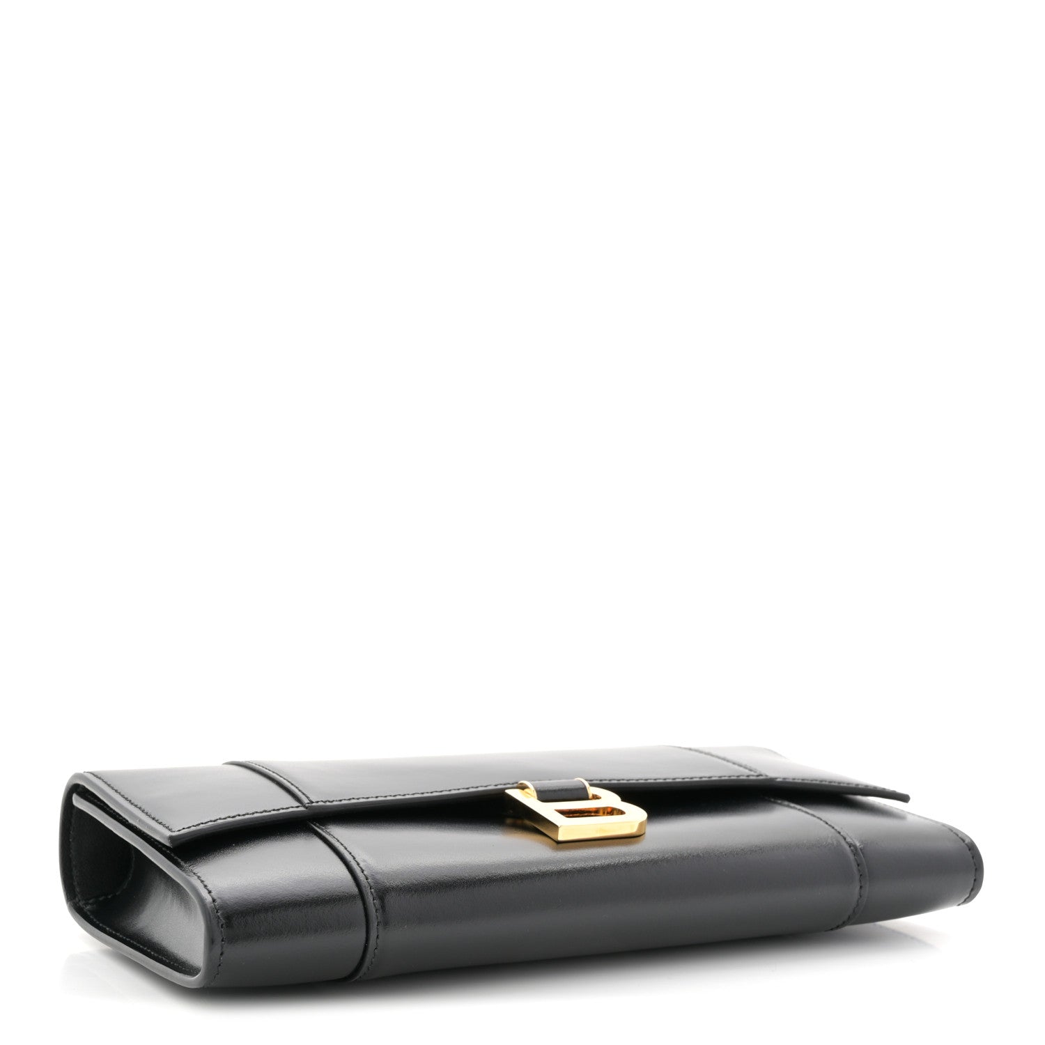 Balenciaga Shiny Calfskin Top Handle Hourglass Clutch Black 4 of 8