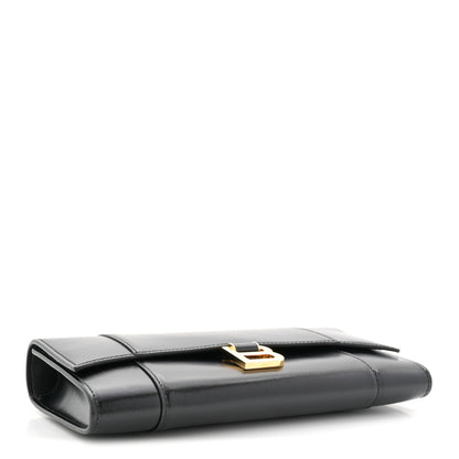 Balenciaga Shiny Calfskin Top Handle Hourglass Clutch Black 4 of 8