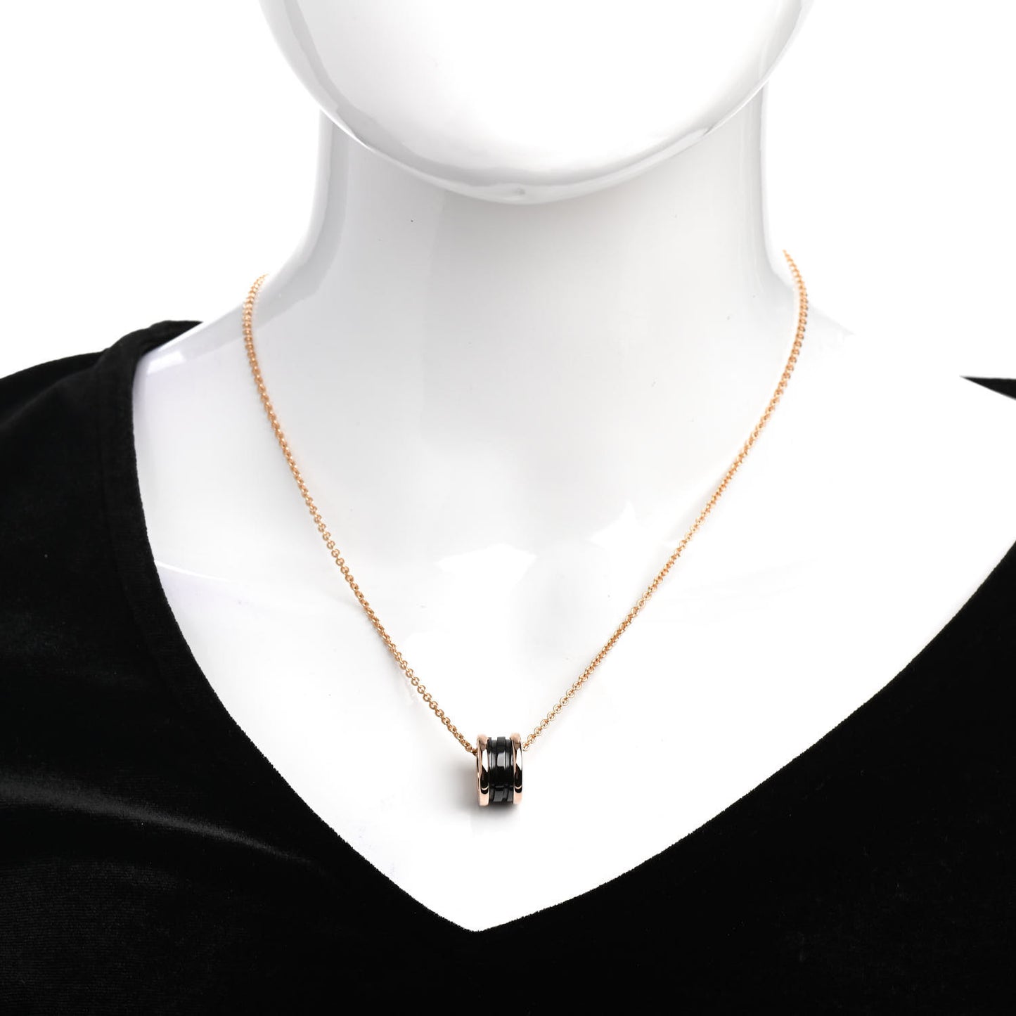 18K Rose Gold Black Ceramic B.Zero1 Pendant Necklace