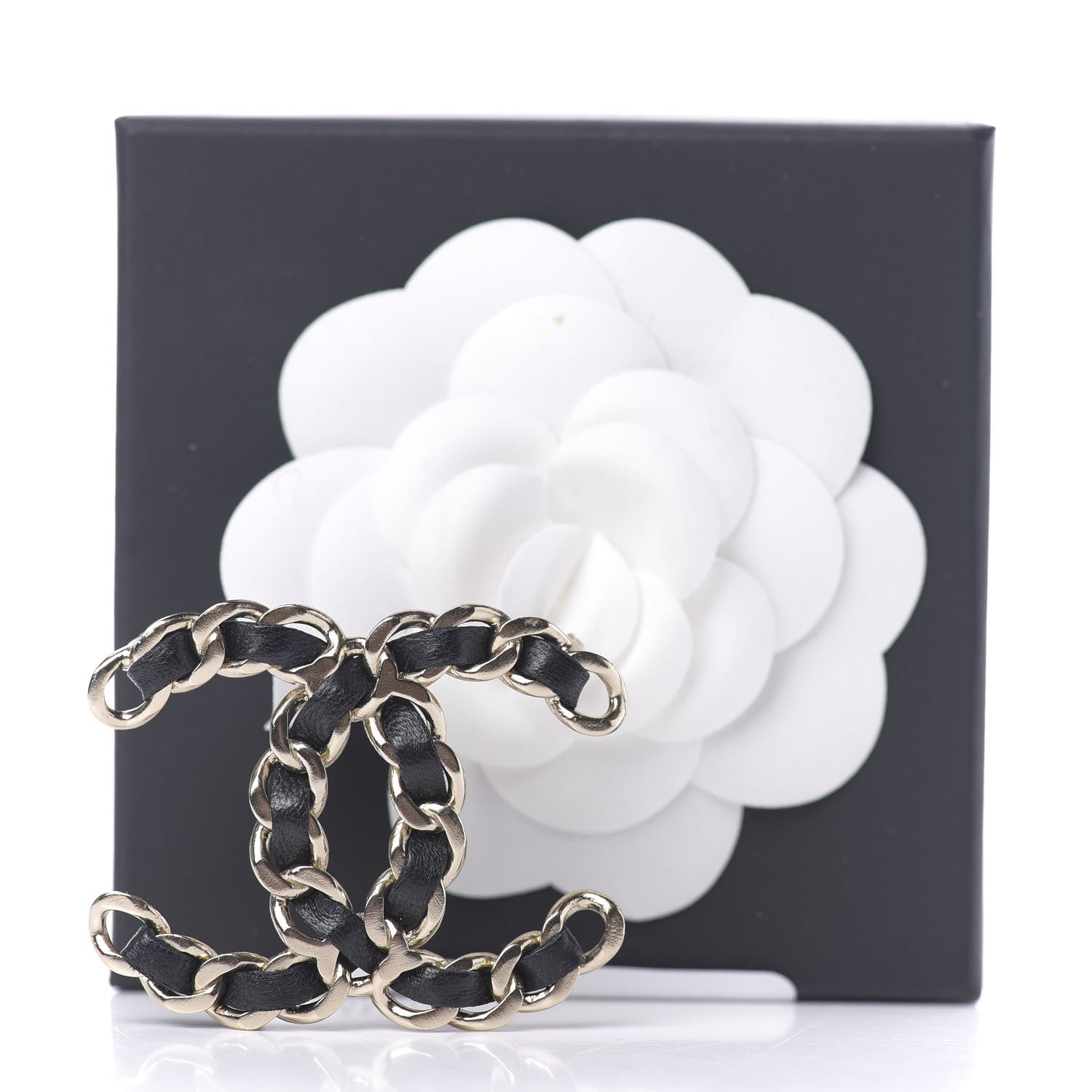 Chanel Lambskin Chain CC Brooch Black Gold 4 of 4