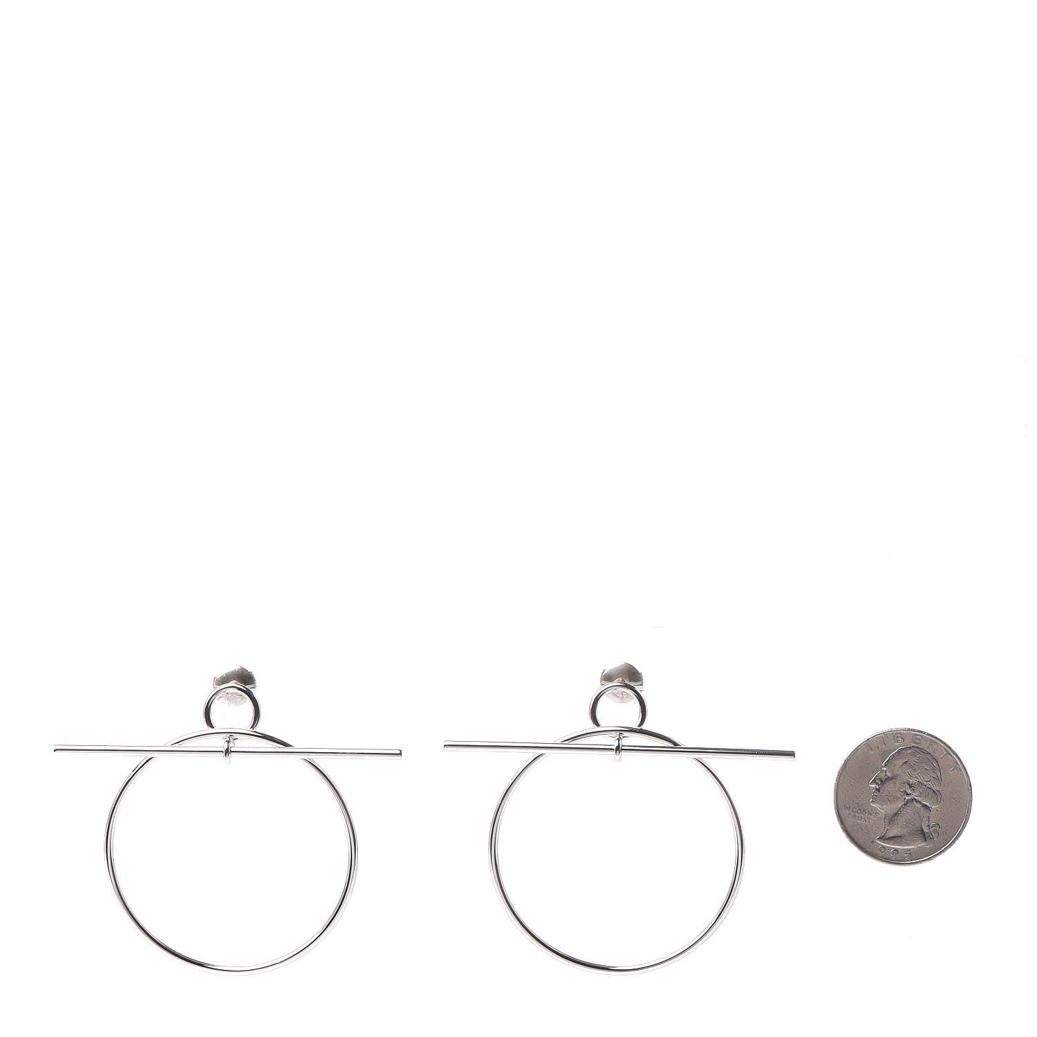 Hermes Sterling Silver MM Loop Earrings 2 of 7