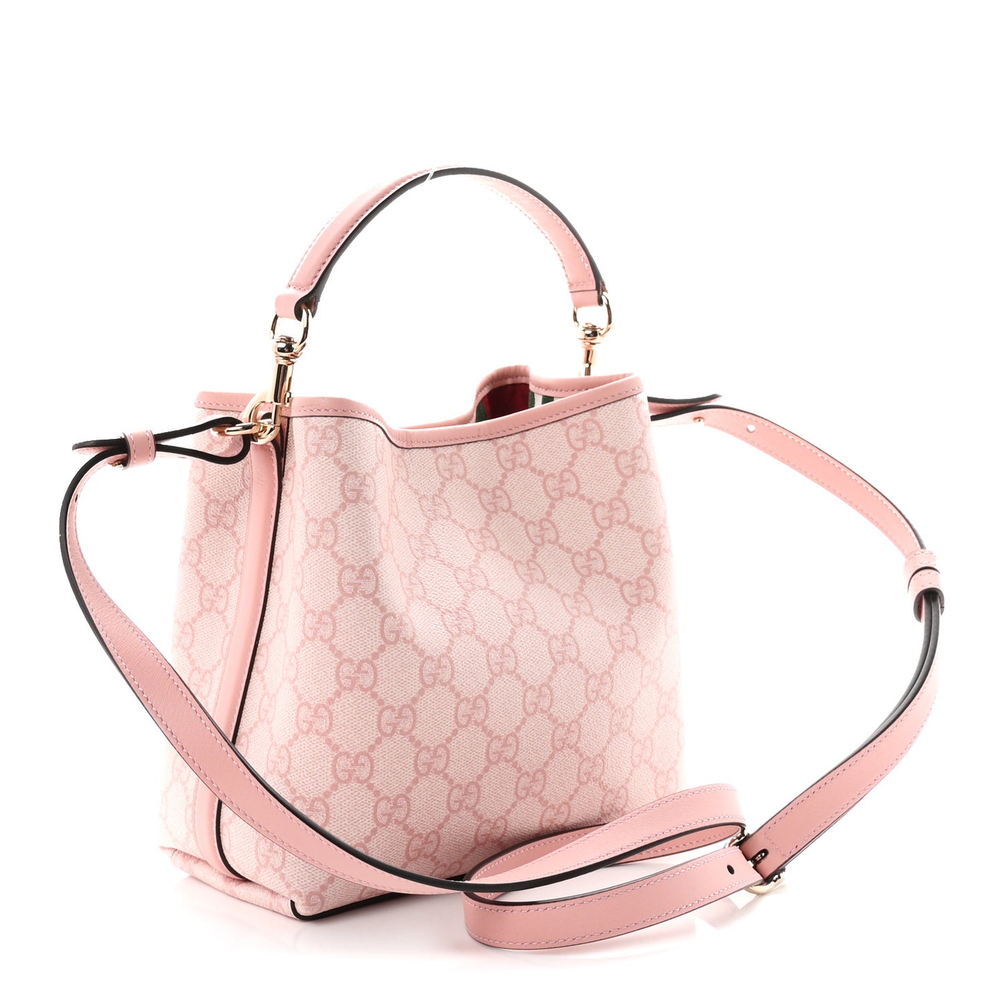 GG Supreme Monogram Emblem Mini Bucket Bag Pink