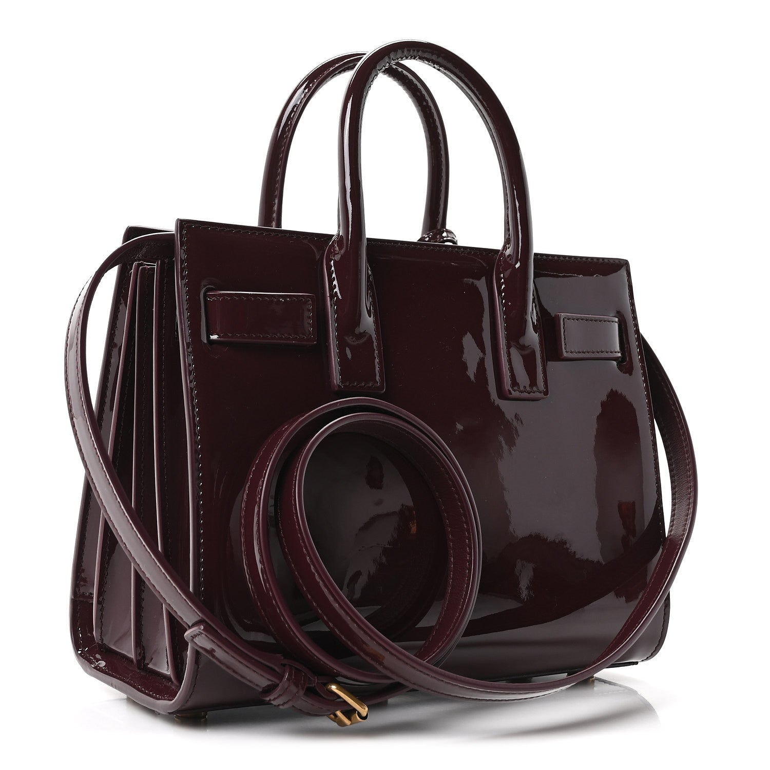 Saint Laurent Patent Nano Sac de Jour Dark Red Wine 3 of 9