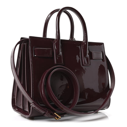 Saint Laurent Patent Nano Sac de Jour Dark Red Wine 3 of 9